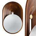 Modern Walnut Wood Wall Lamp With Stylish Oval Mirror Design For Home