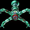 Advanced Green Multi Arm Industrial Equipment With Illuminated Robotic Structure 3d model