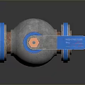 Shiny Silver Industrial Ball Valve With Blue Handle And Flanged Connections
