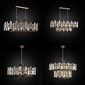 Modern Crystal Chandelier With Geometric Glass Elements And Bronze Metal Frame Design 3d model