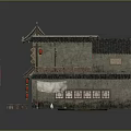 Traditional Ancient Chinese Architecture With Wooden Roof Tile Walls And Red Lanterns