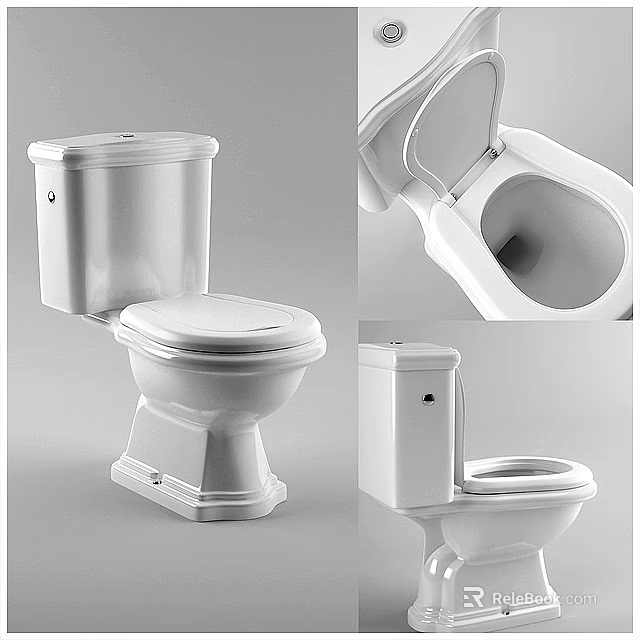 White Ceramic Toilet With Modern Design And Comfortable Seat Features 3d model 