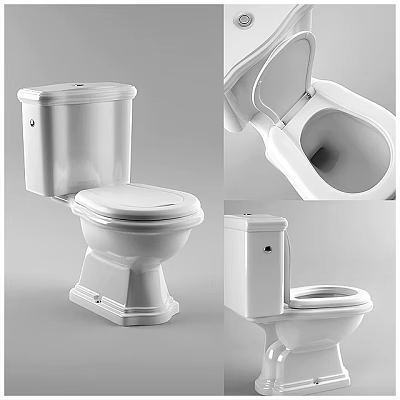 White Ceramic Toilet With Modern Design And Comfortable Seat Features 3d model