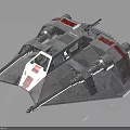 Detailed Mechanical Sci Fi Starship Design With Red Gray Details Cockpit And Engines