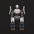 Futuristic Mechanical Robot Character With White Black Orange Armor And Joints