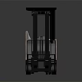 Pink Industrial Forklift With Black Mast Cabin And Forks For Material Handling