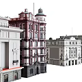 European Style Architecture With Classical Design Red White Buildings And Tower Elements 3d model