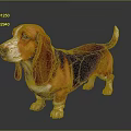Cute Basset Hound With Brown Black White Coat Long Floppy Ears Standing On Gray Background