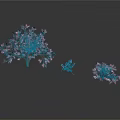 Three Pink Flowering Trees in 3D Model with White Background and Different Sizes