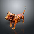 Steampunk Animal Sculpture with Orange Brown Color Metallic Components and Intricate Mechanical Design
