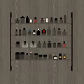 Elegant Wall Mounted Shelf With Various Perfume And Cosmetic Bottles