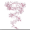 Pink Petal Like Particles Form Abstract Art Installation On Black Background