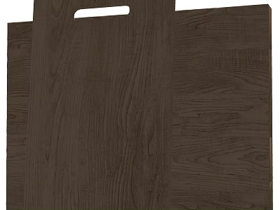 Two Dark Brown Wooden Cutting Boards With Wood Grain Texture And Handle Hole 3d model