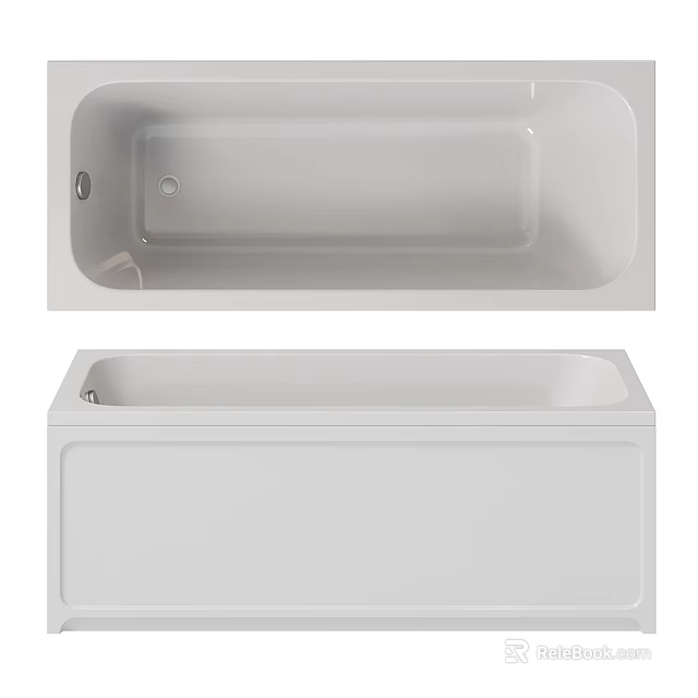 White Modern Acrylic Bathtub With Smooth Surface And Simple Design For Bathroom 3d model 