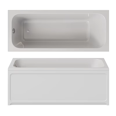 White Modern Acrylic Bathtub With Smooth Surface And Simple Design For Bathroom 3d model