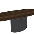 Modern Wooden Dining Table With Ribbed Cylindrical Base And Sleek Tabletop Design 3d model