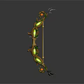 Mythical Decorative Bow With Gold Green Accents And Illuminated Fantasy Design