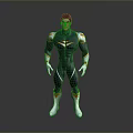 Game and Movie Character with Red Hair Black Bodysuit Gold Shoulder Accents White Gloves White Boots