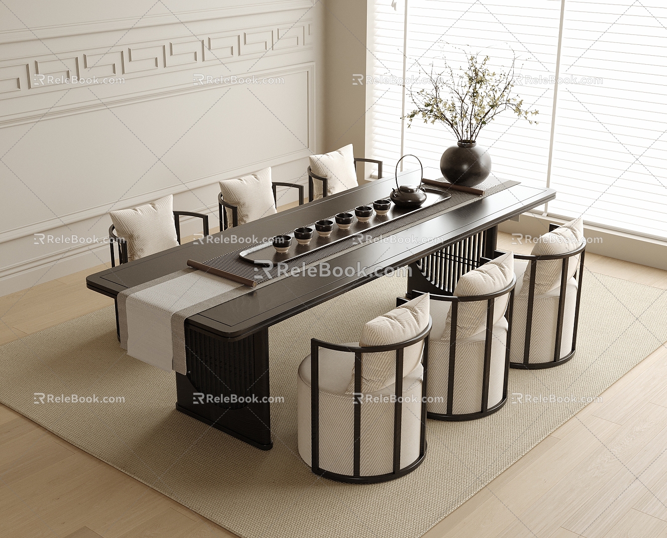 Modern Tea Table and Chair Combination Single Sofa Tea Set model