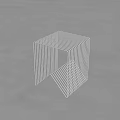 Modern Geometric Single Chair With Metal Strip Wireframe Cube Structure 3d model