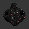 Abstract Black Sci Fi Component With Glowing Blue Red Spiral Patterns