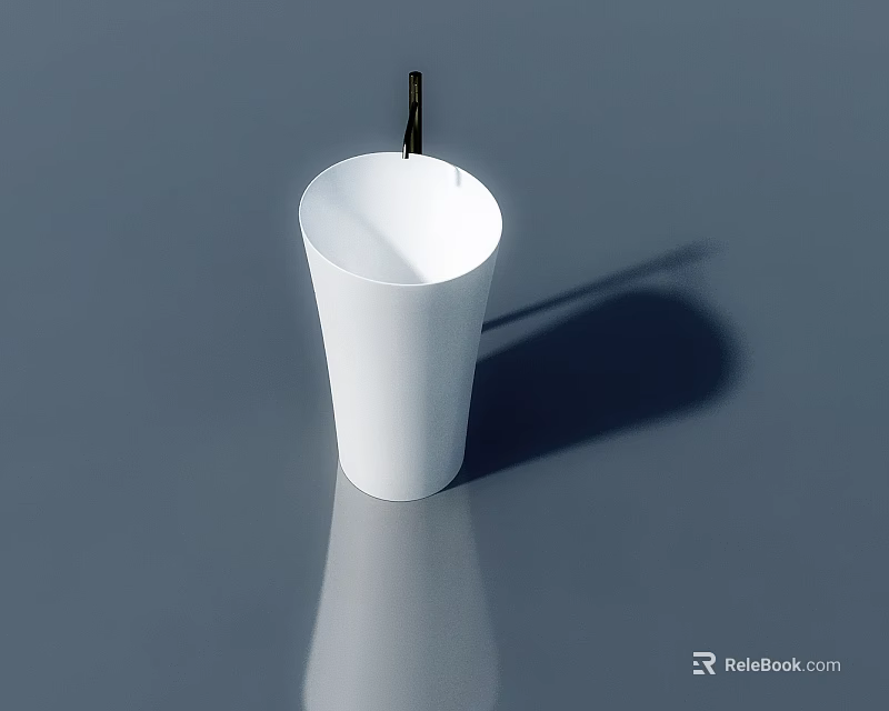 White Hinged Door With Black Handle On Gray Background And Reflection Shadow 3d model