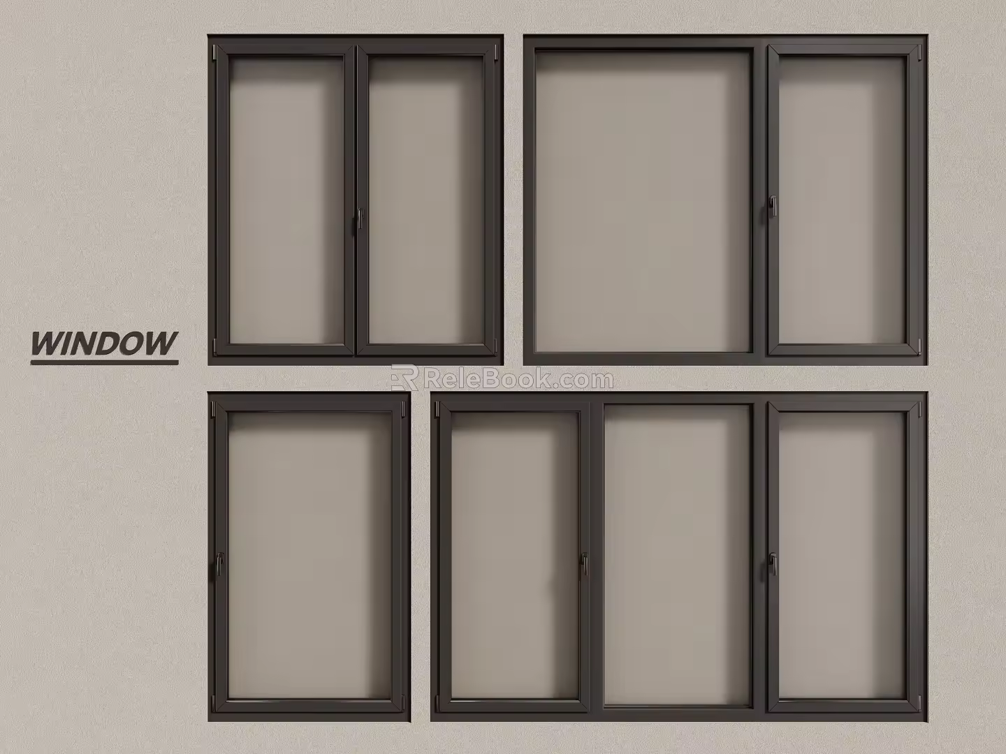 modern windows aluminum alloy windows casement windows floor-to-ceiling windows 3d model