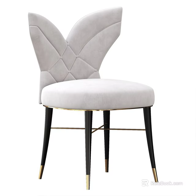 Modern Elegant Leisure Chair With Velvet Upholstery Diamond Tufted Backrest And Black Gold Metal Legs 3d model 