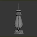 Classic Vintage Kerosene Lamp With Metal Frame Glass Chimney And Handle