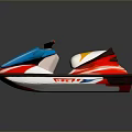 Vibrant Jet Ski With Blue Red White Yellow Accents And Comfortable Seat Design