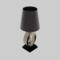 Modern Table Lamp With Black Lampshade And Metallic Twisted Base Design