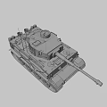 Classic Military Tank With Long Cannon Sand Color Paint And Tracks