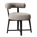 Simple Modern Dining Chair With Gray Fabric Seat And Black Wooden Legs