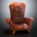 Brown Leather Single Sofa With Vintage Distressed Design Rolled Arms And Carved Wooden Legs