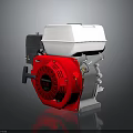 Red And White Small Gasoline Engine With Starter Handle And Cooling Fan Housing