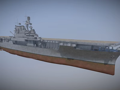 Aircraft Carrier Water Transportation Featuring Gray Hull Brown Bottom Superstructure And Radar Antennas On Deck 3d model