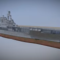 Aircraft Carrier Water Transportation Featuring Gray Hull Brown Bottom Superstructure And Radar Antennas On Deck