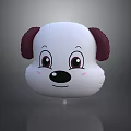 Cartoon Dog Head Balloon With White Body Purple Ears Big Eyes And Pink Blush