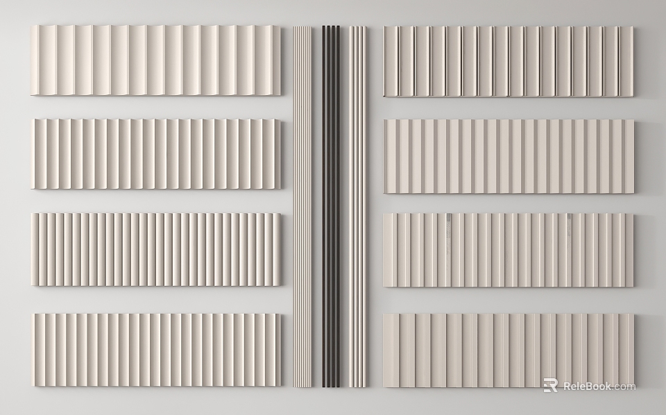 Various Styles of Wall Panels with Vertical and Horizontal Strip Designs for Home Interior 3d model 