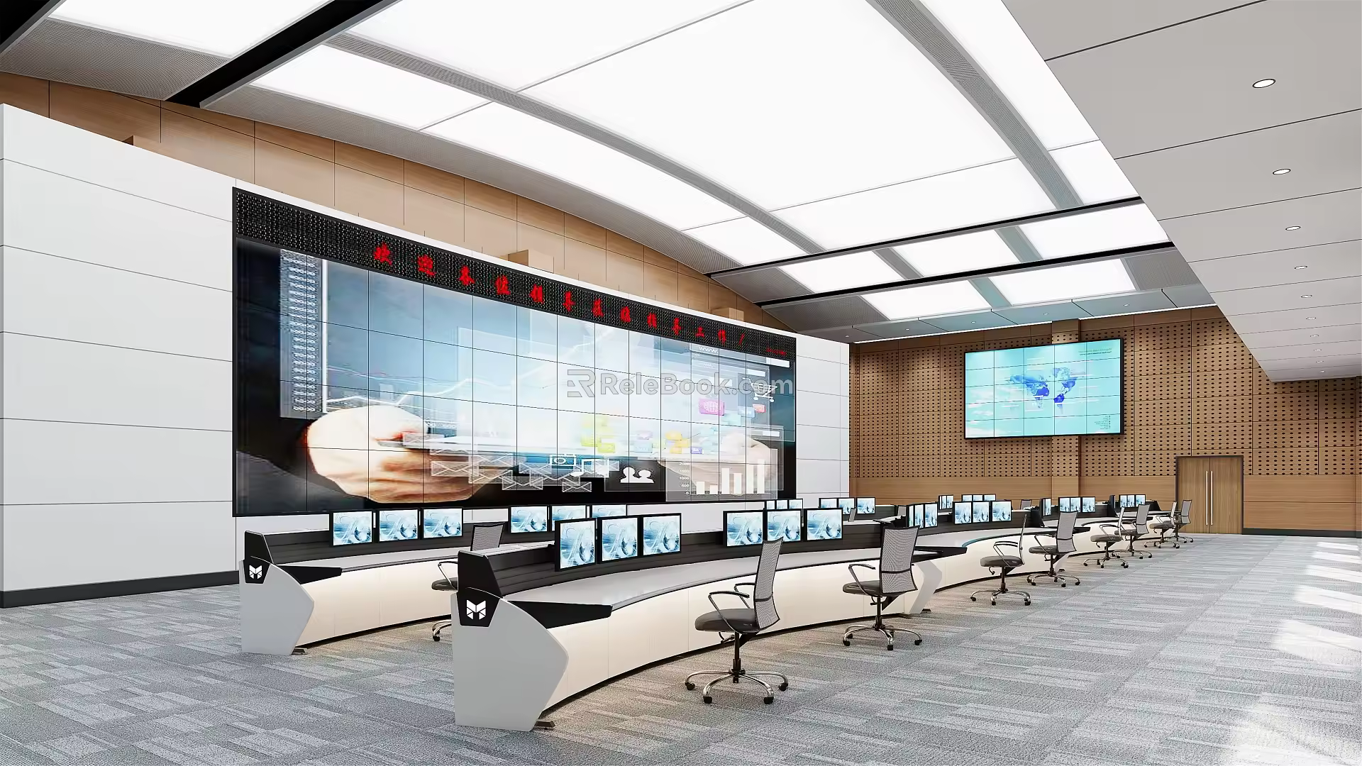 modern command center monitoring command center 3d model
