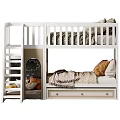 Modern Children's Bunk Bed Design With Ladder Storage Drawers And Cozy Bedding Pillows