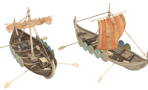 Ethnic Wooden Boat 3d model