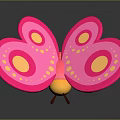 Cute 3D Game Bee Character With Pink Wings Yellow Spots And Orange Yellow Body