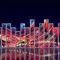 Colorful Striped Glass Curtain Walls Modern Architecture Photo Spot At Night With Stunning Lighting Effects