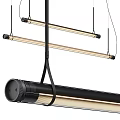 Sleek Linear Pendant Light With Black Metal Frame And LED Strip Lighting