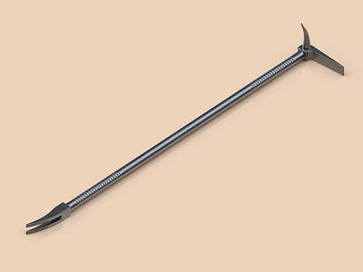 Durable Metal Fireplace Tool With Long Handle And Forked End Design 3d model