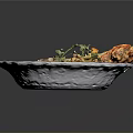Hearty Mixed Food Bowl With Vegetables Beans Meat And Fried Items Garnished With Herbs