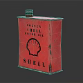 Vintage Industrial Shell Golden Motor Oil Red Metal Storage Can