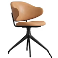 Modern Beige Chair With Curved Backrest White Metal Base And Decorative Balls