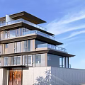 Modern Duplex Villa with Multi Storey Design Large Glass Windows Balconies and Glass Railings